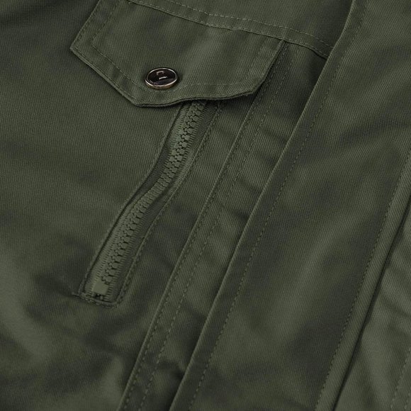 Casual Army Green Teddy Lined Men's Jacket Zipper - Picture 8 of 8
